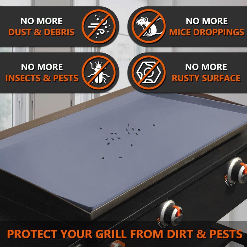 Protebox 36" Silicone Griddle Mat for Blackstone 36 Inch Grill, Heavy Duty Food Grade Silicone Griddle Cover, Protect Your Grill from Dirt & Rust All Year Round (Gray) - Image 3